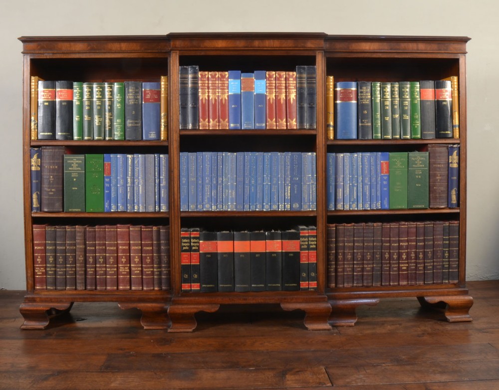 Large Mahogany breakfront open bookcase
