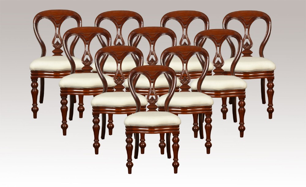 Set of ten mahogany Victorian dining chairs 