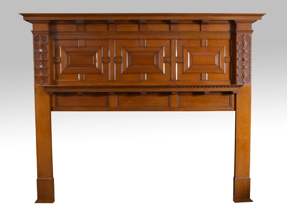 Arts and Crafts oak fire surround