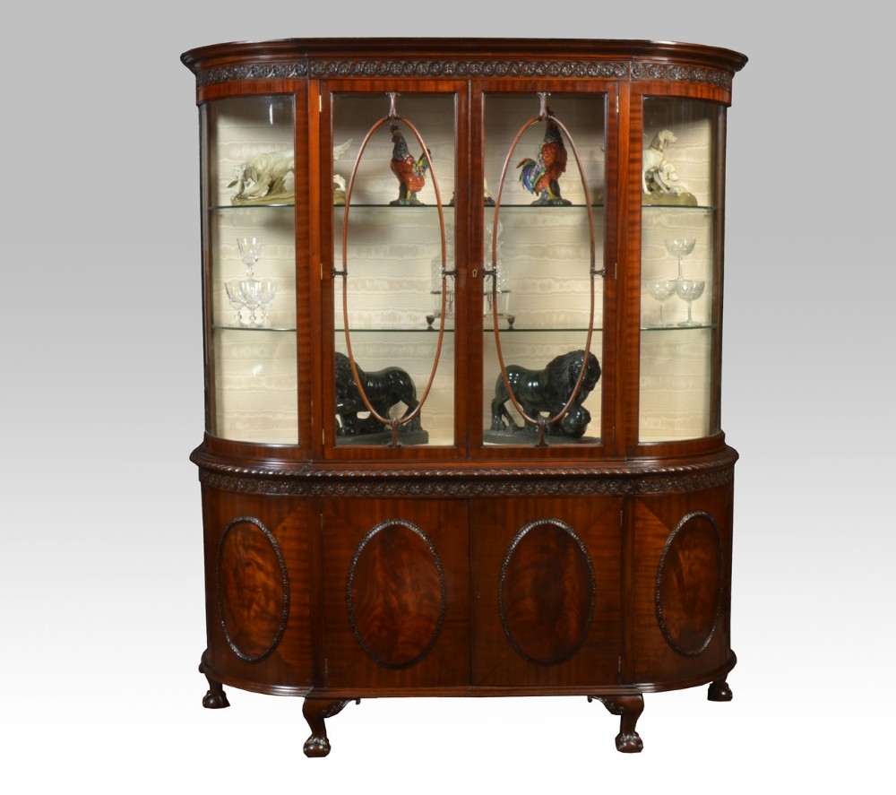 Mahogany bow ended display cabinet