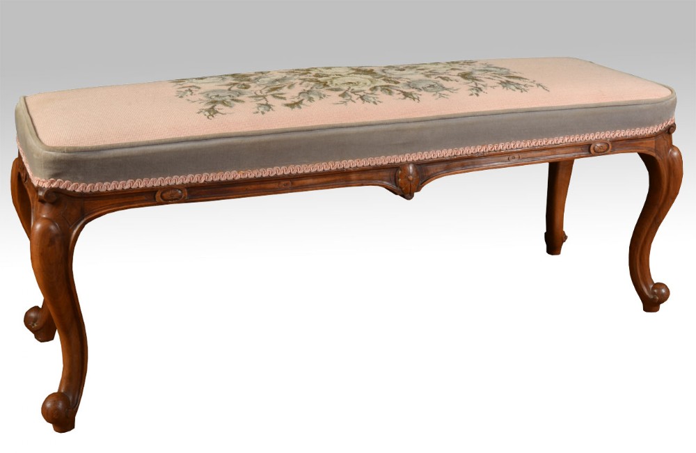 Victorian walnut needlepoint stool 