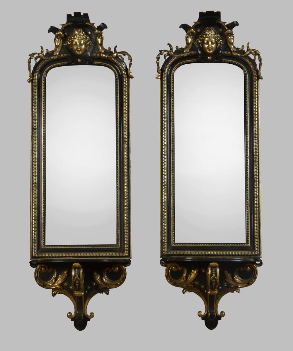 Pair of french parcel-Gilt framed Neoclassical wall mirrors