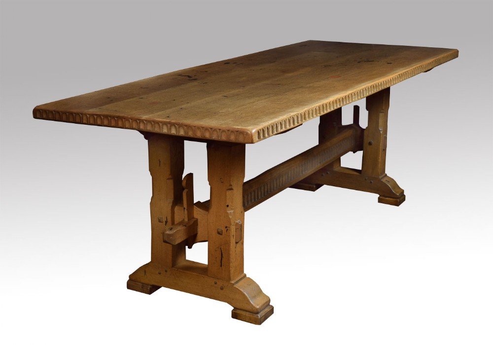 Large oak refectory dining table 