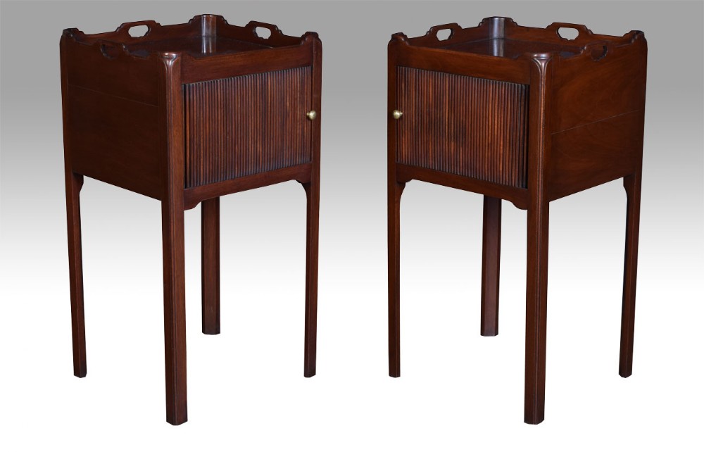 Pair of George III style mahogany bedside cupboards 