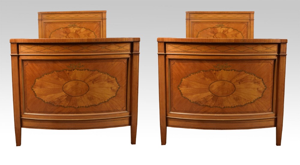 Pair of Edwardian inlaid Single Beds