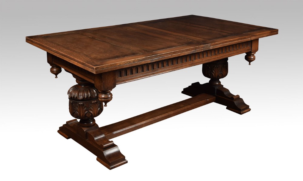 Large oak refectory dining table