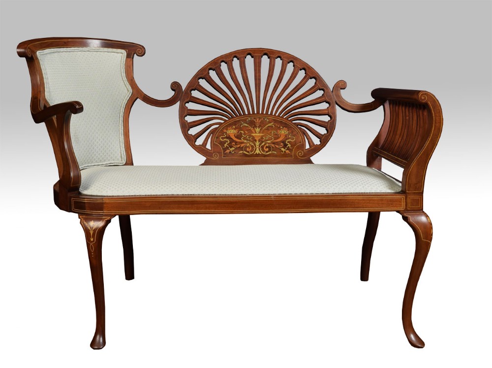 mahogany inlaid boudoir couch 