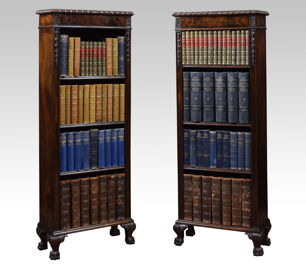 Pair of mahogany open bookcases 