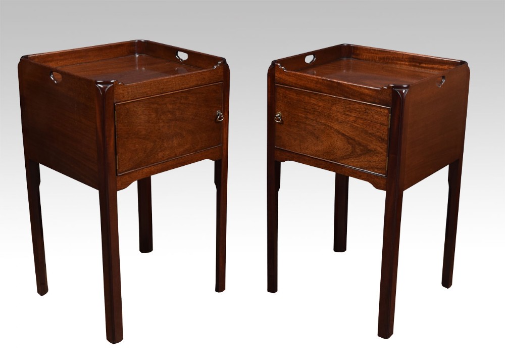 Pair of George III style mahogany bedside cupboards