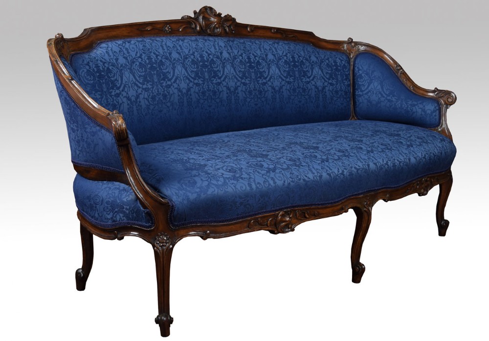 Walnut framed two-seater settee