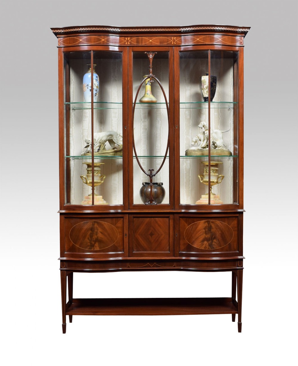 Mahogany inlaid Sheraton revival display cabinet
