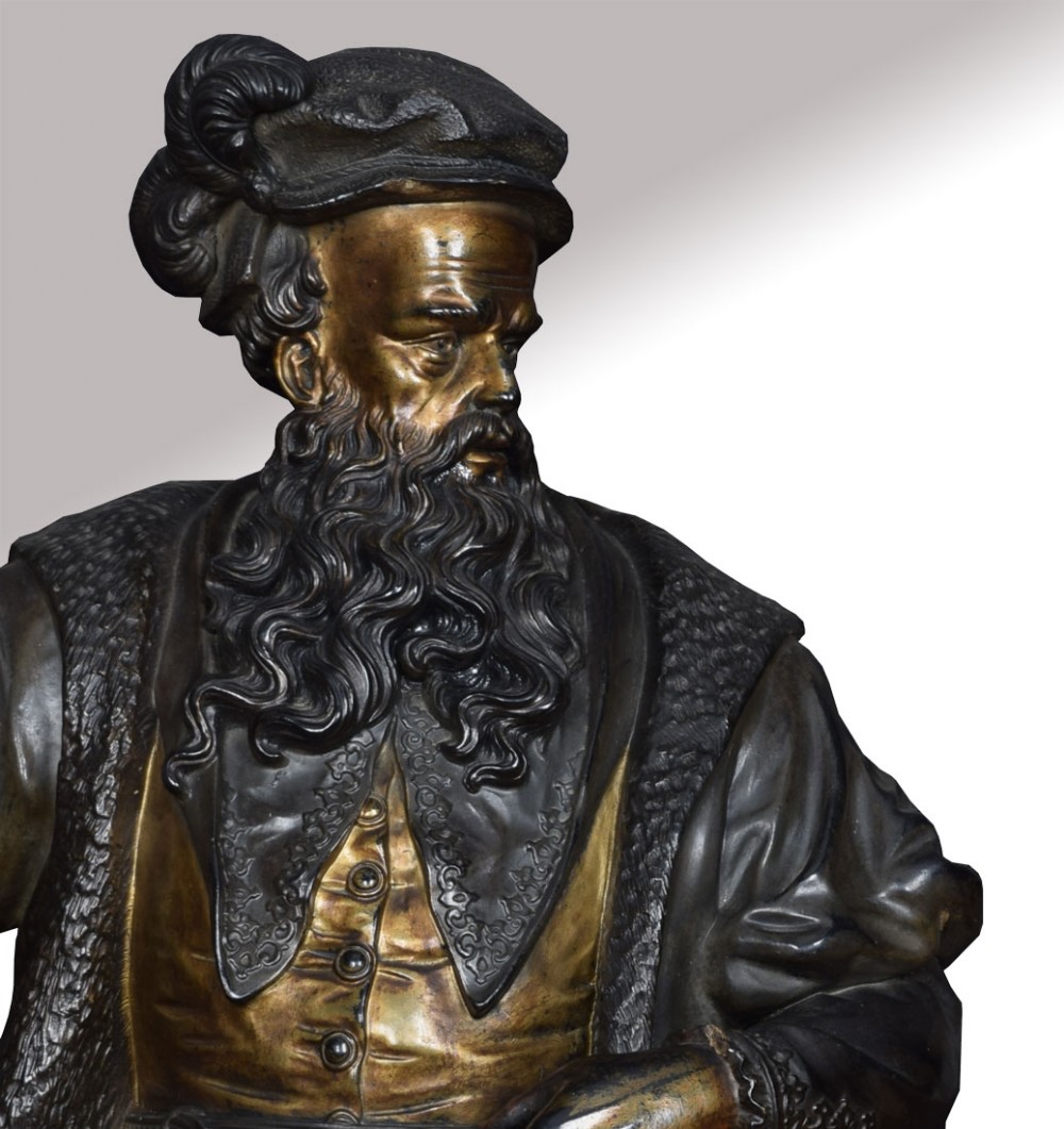 large 19th century spelter figure of leonardo da vinci 