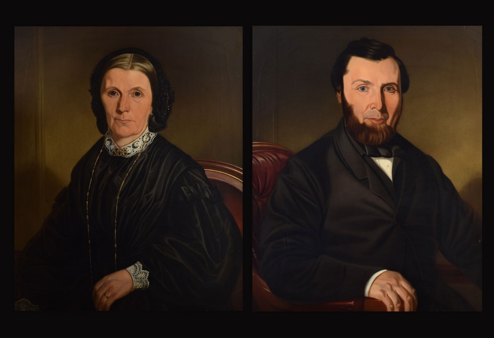 Pair of oil on canvas portraits