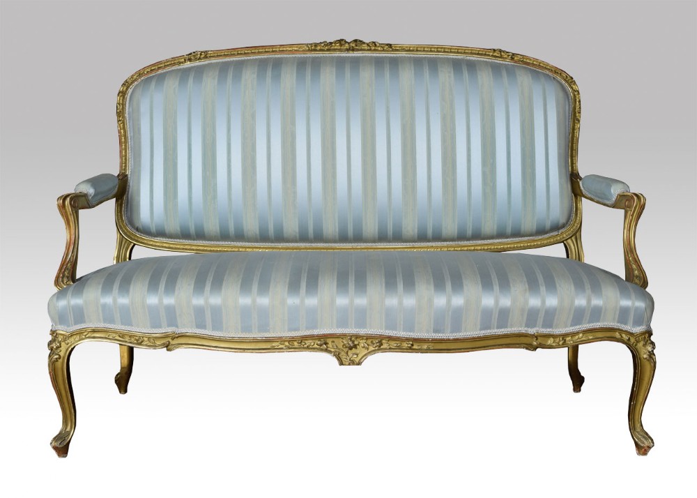 Louis xv style gilt wood upholstered settee 