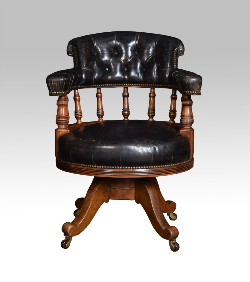 Walnut framed captains office chair