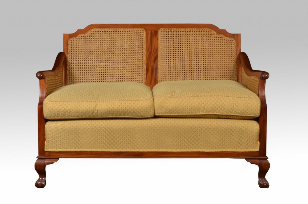 Mahogany framed bergere settee 