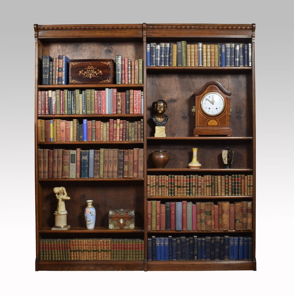 Large oak open bookcase 