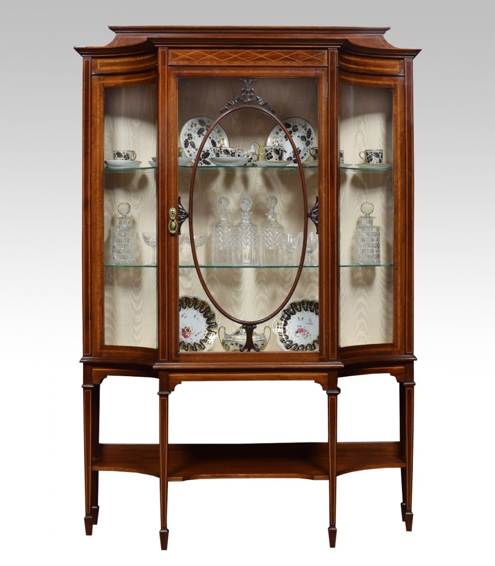 Edwardian inlaid mahogany display cabinet