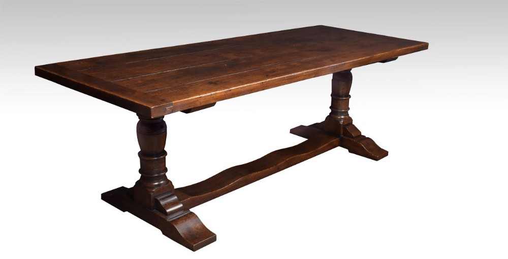 Large oak refectory dining table 