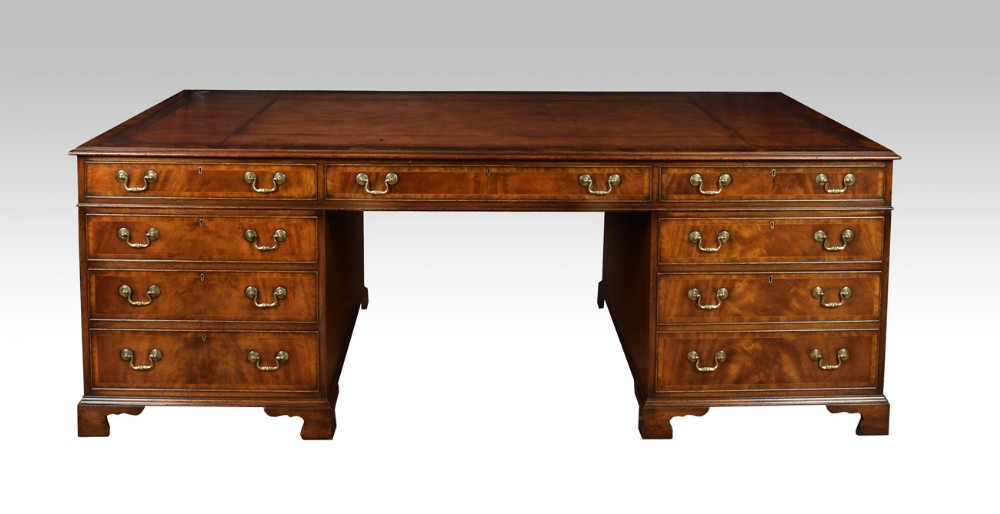 Very large mahogany partners desk 