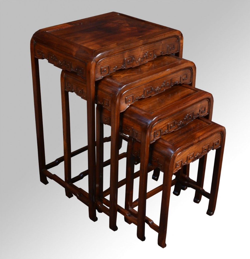 Nest of four graduated Chinese rosewood tables