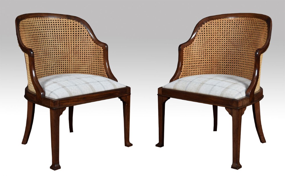 Pair of mahogany framed tub armchairs