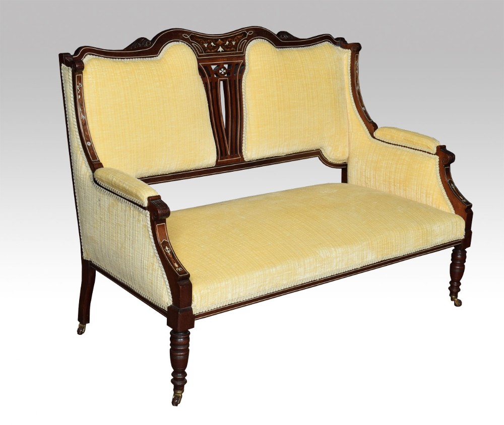 Mahogany inlaid two seater settee 