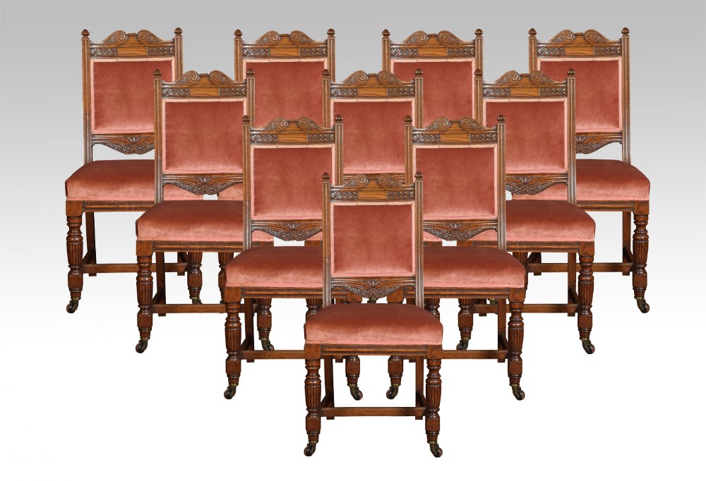 Set of Ten oak dining chairs 