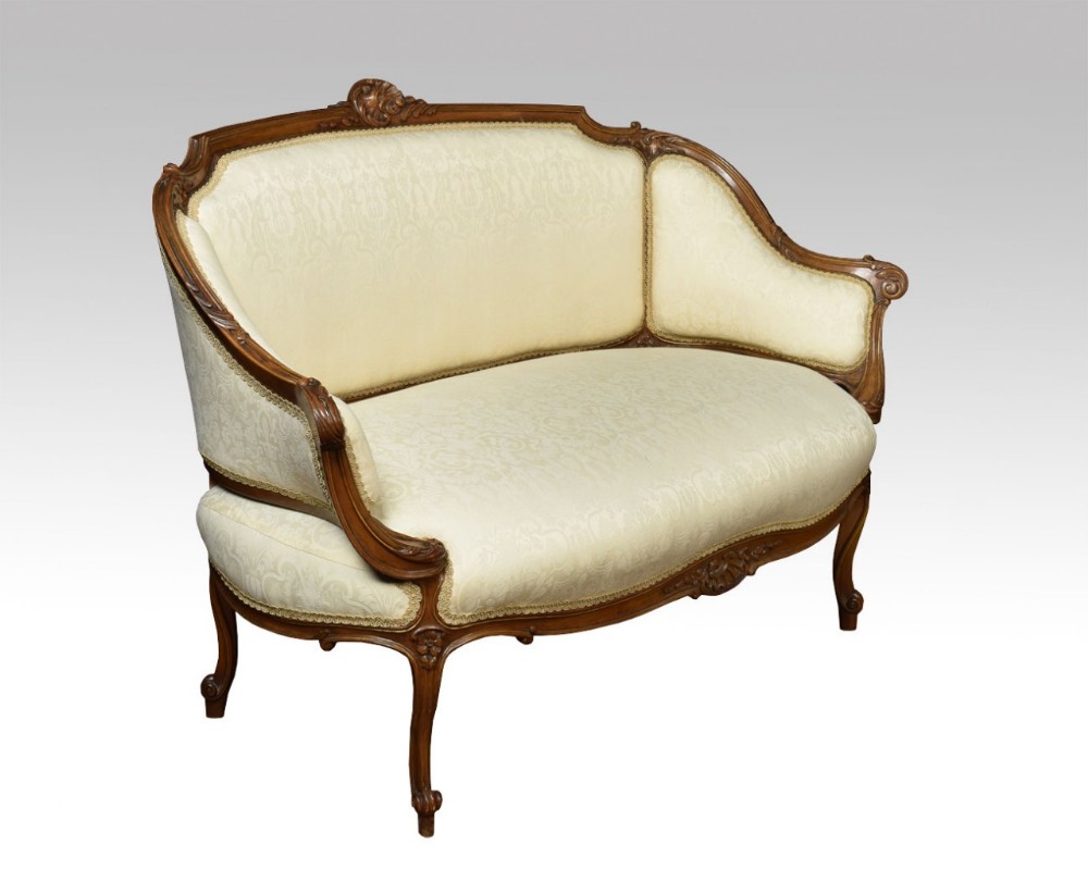 Walnut framed two seater settee
