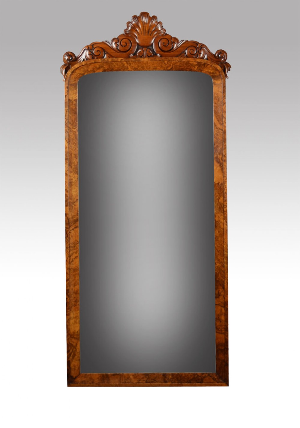 Victorian figured walnut wall mirror 