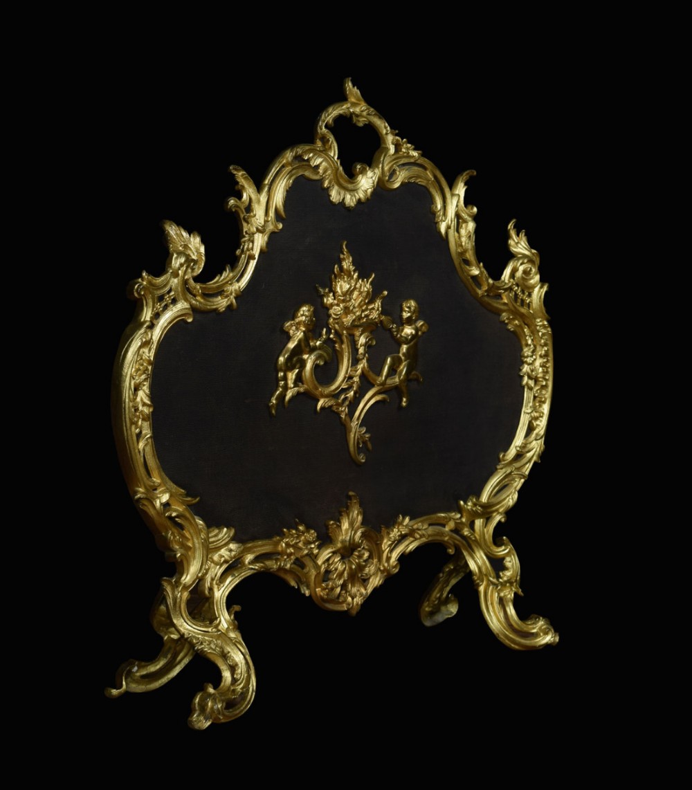 Rococo style gilt bronze fire screen