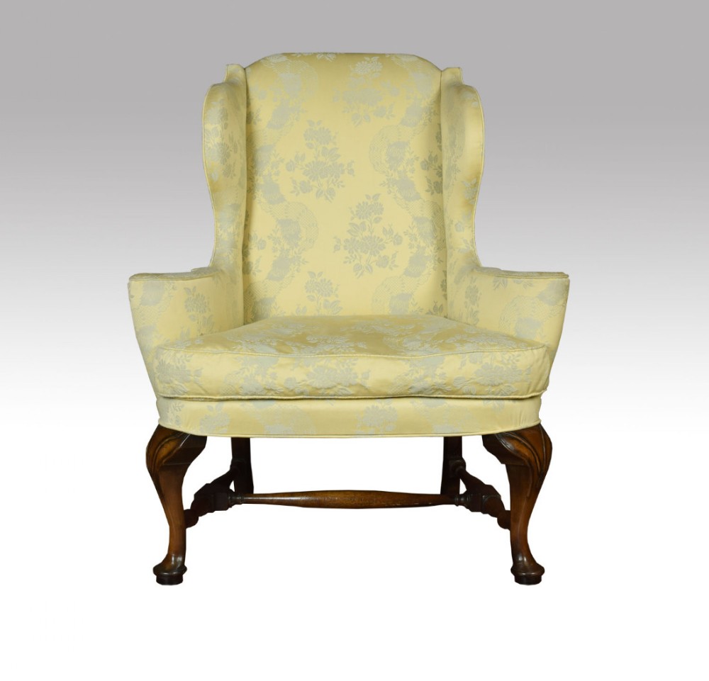 Early 20th Century Queen Anne style wing armchair 