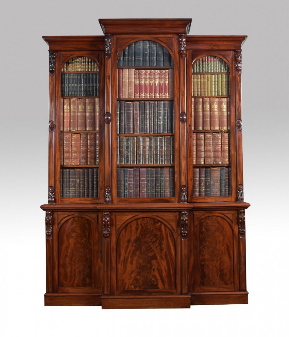 Victorian mahogany three door breakfront bookcase
