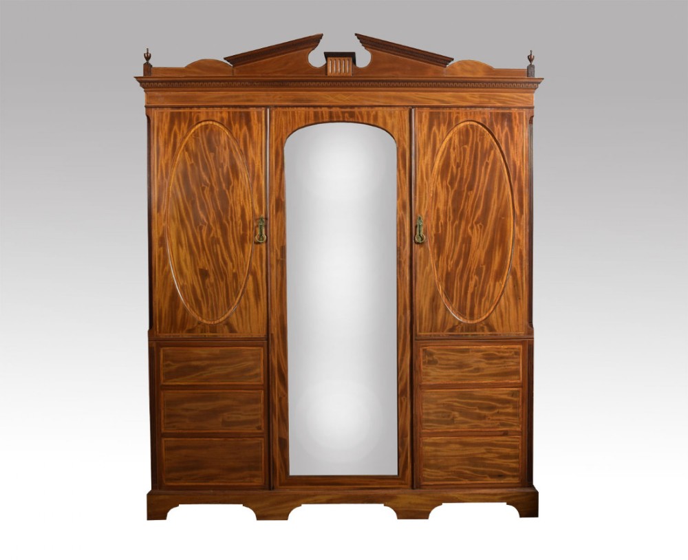 Figured Mahogany three door Wardrobe 