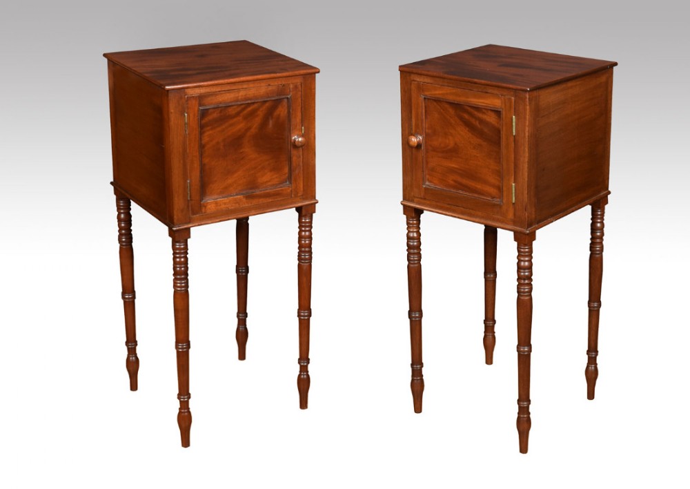 Pair of George III style mahogany bedside cupboards 