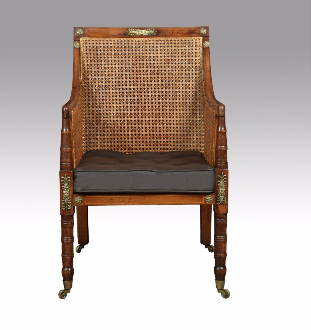 Regency mahogany bergere armchair