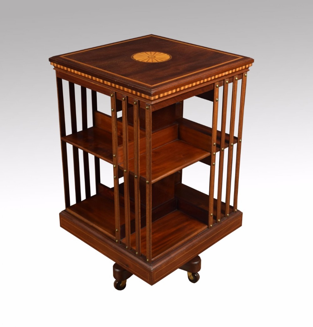 Edwardian mahogany inlaid revolving bookcase