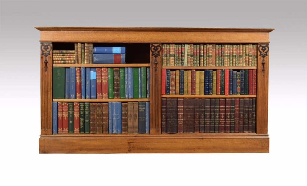 Low oak open bookcase