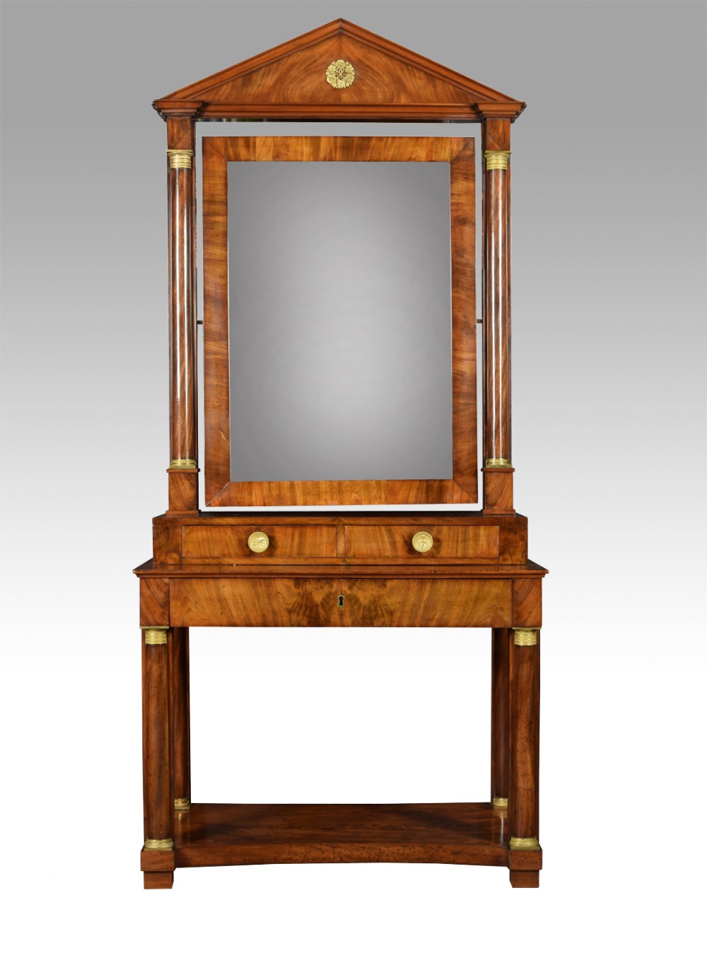 French Empire figured mahogany dressing table