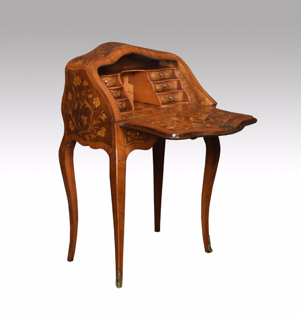 Ladys marquetry inlaid bombe bureau