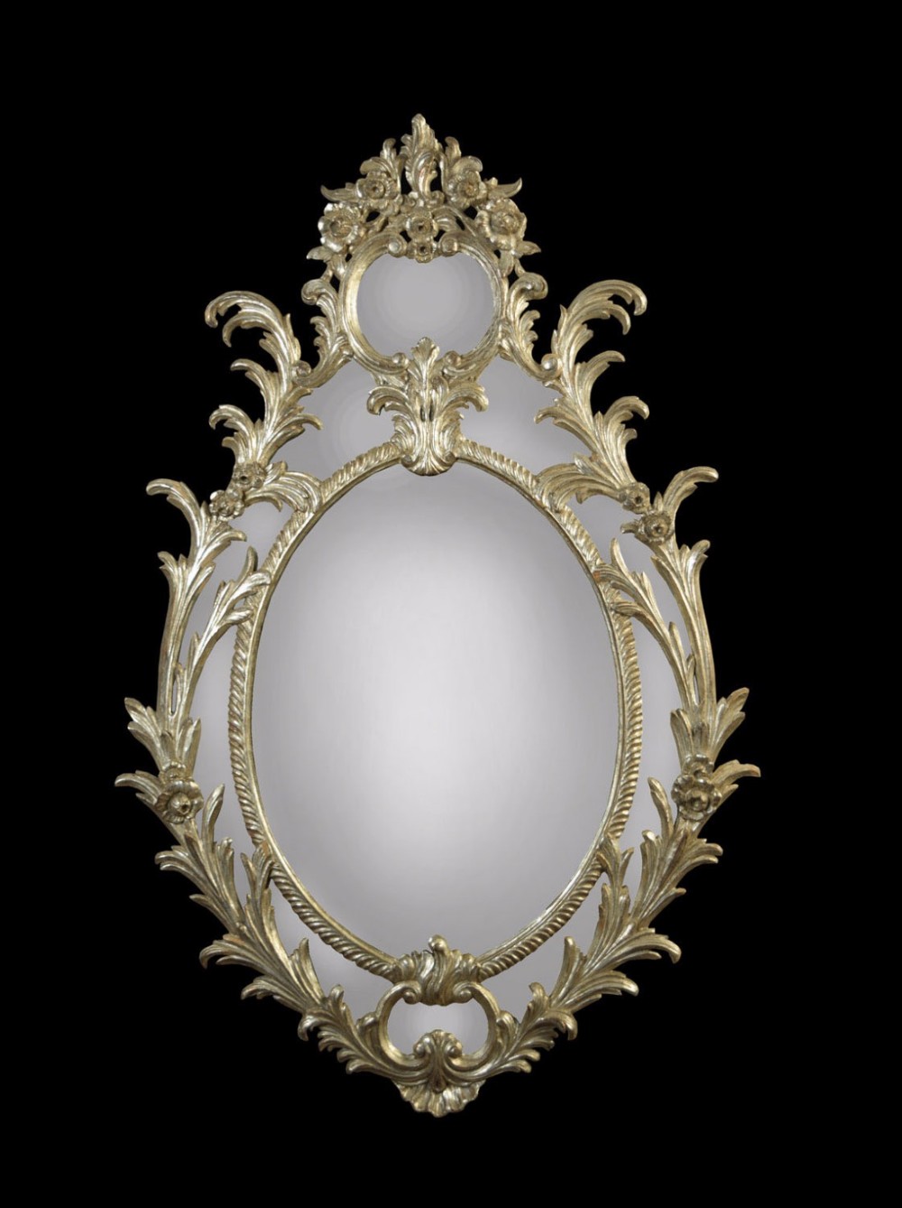 Silvered George III style Carved Wall Mirror