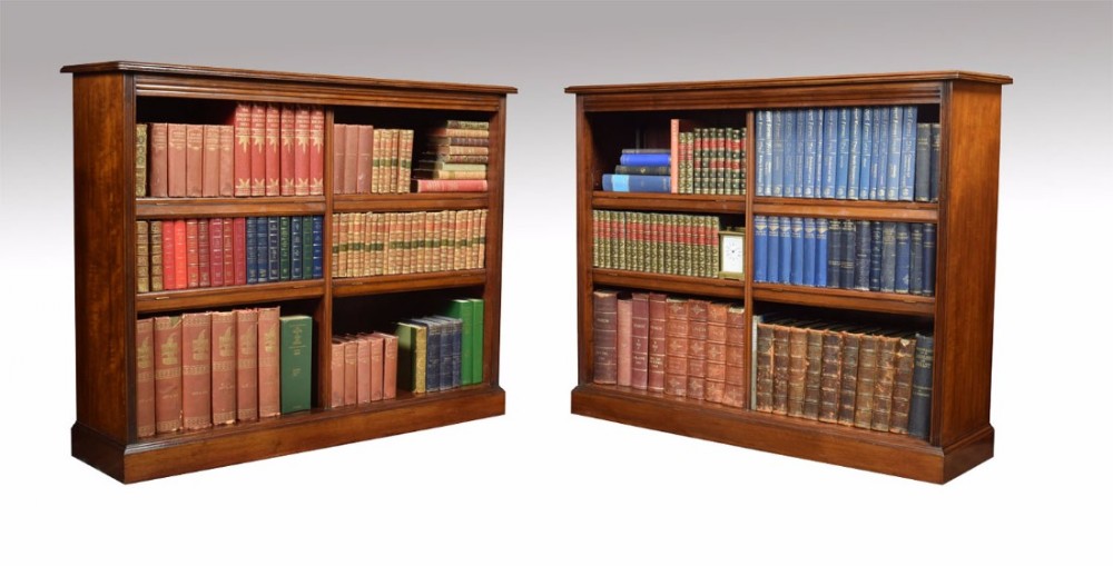 Pair of walnut open bookcases