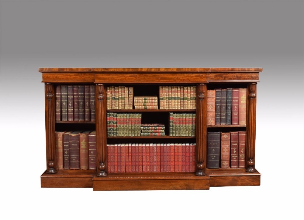 Victorian mahogany breakfront open bookcase