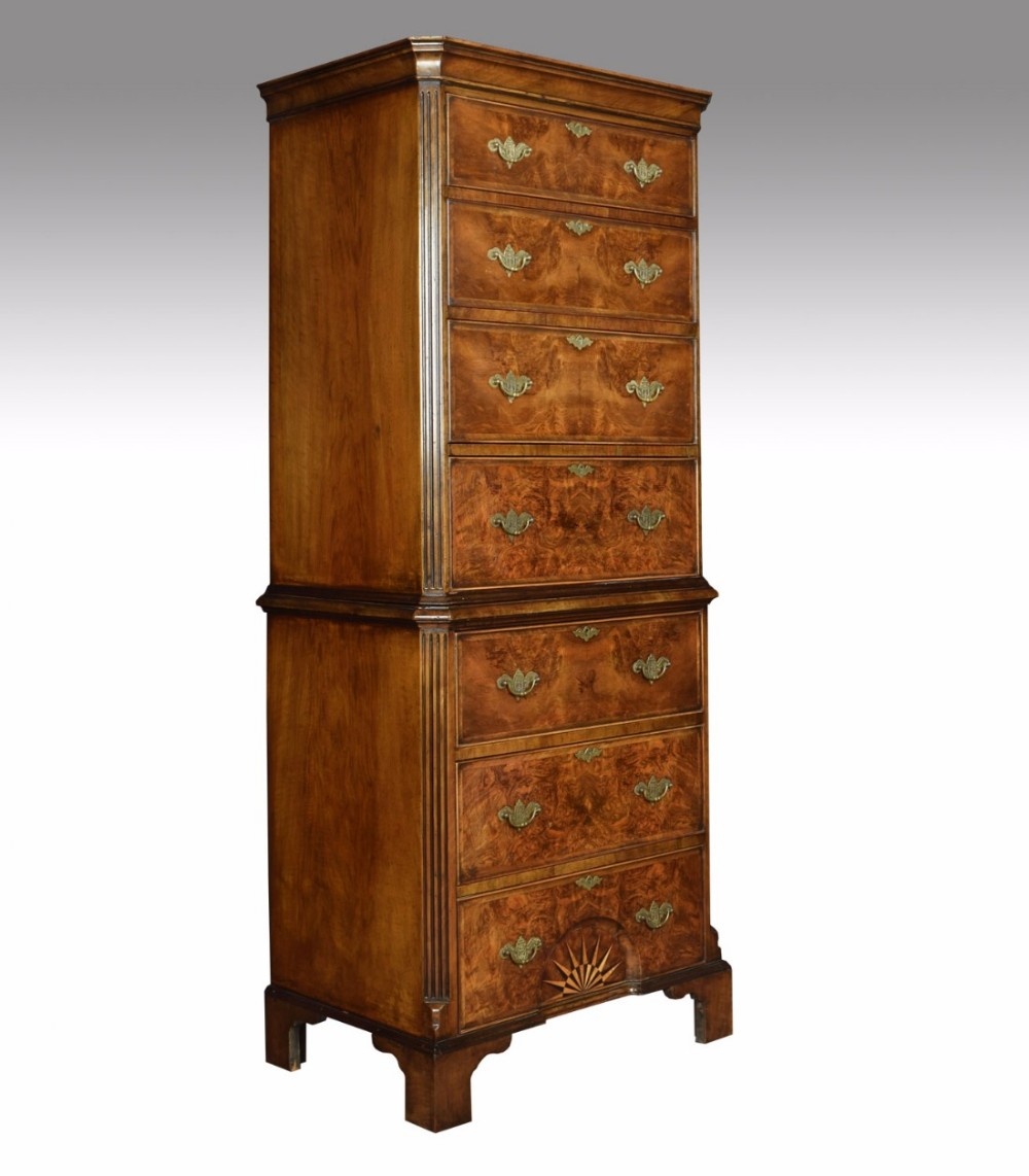 George I stlye figured walnut chest on chest