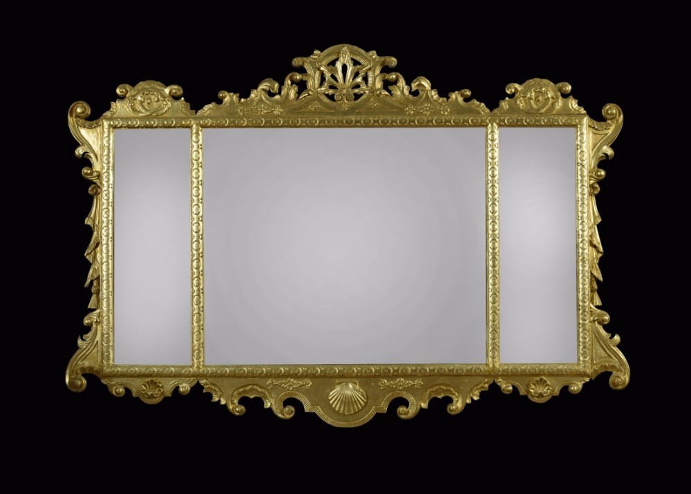 19th Century giltwood over mantle mirror