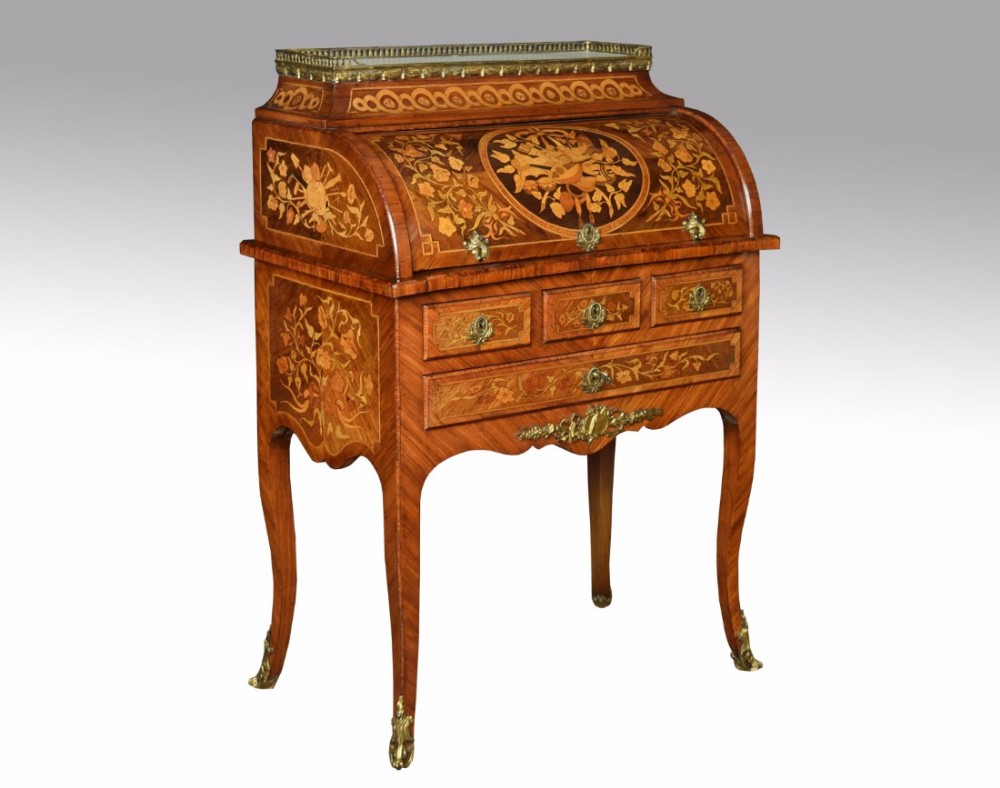 French Louis XV Revival Marquetry Bureau