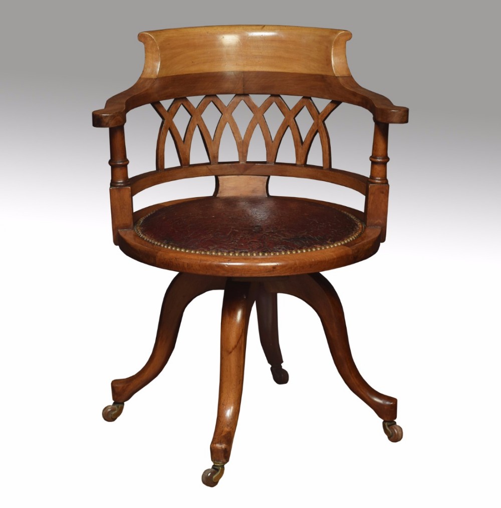 Late 19th century walnut revolving office chair