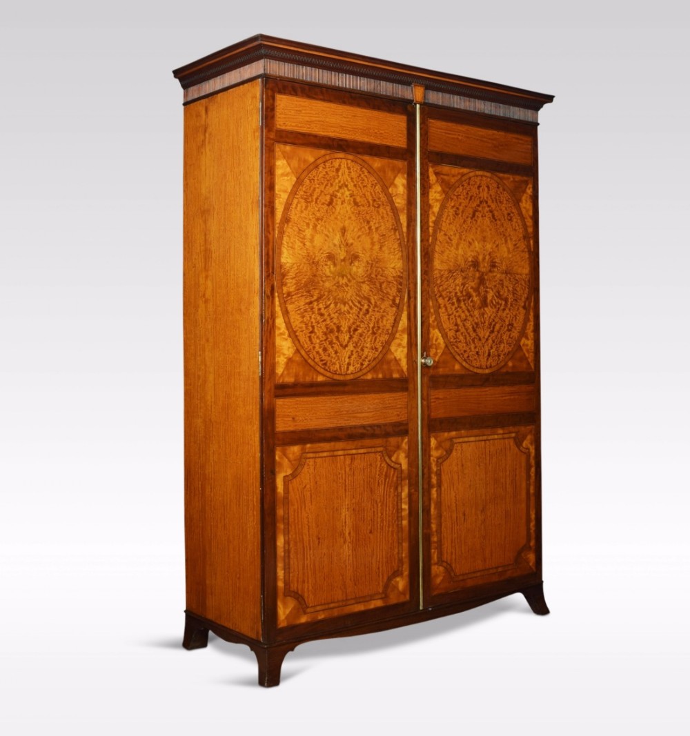  George III Satinwood inlaid two door wardrobe