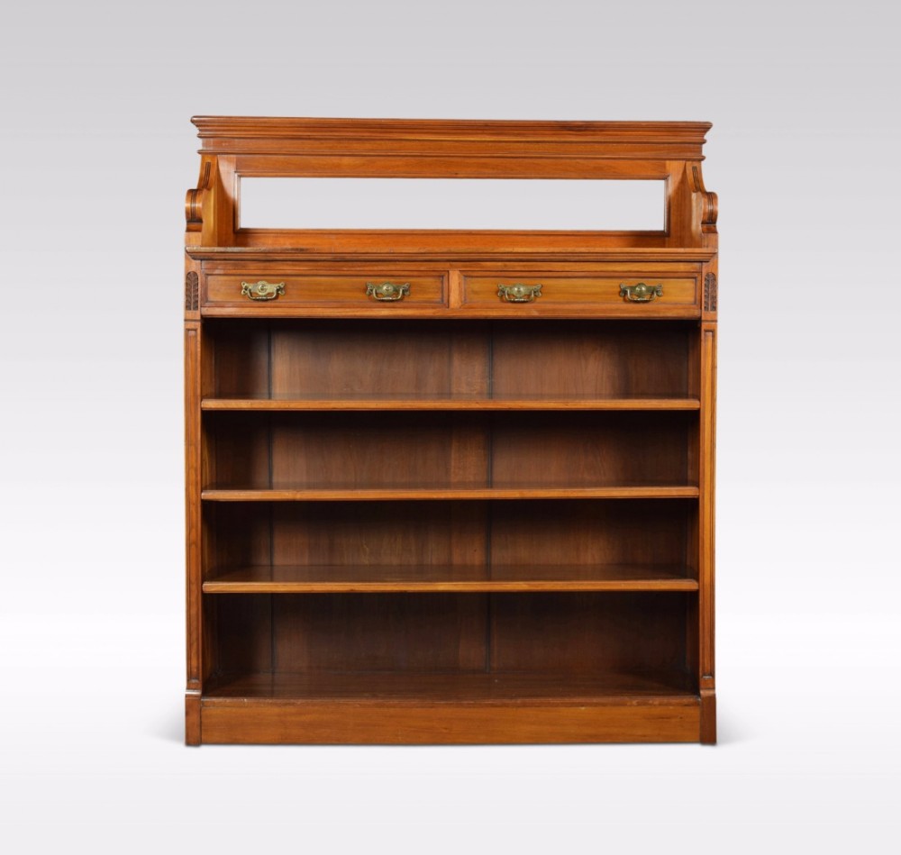 Edwardian walnut open bookcase