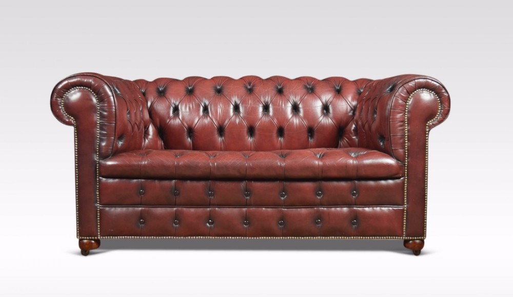 Burgundy leather chesterfield